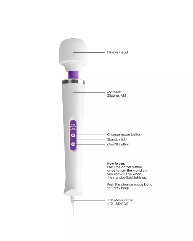 Wonder Wand Massager Purple par Shots Toys - Vibromasseur puissant et élégant-6