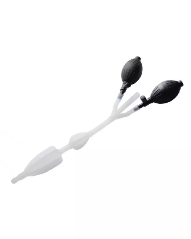 Cathéter anal en silicone avec bulbes de XR Brands pour stimulation intensive-1