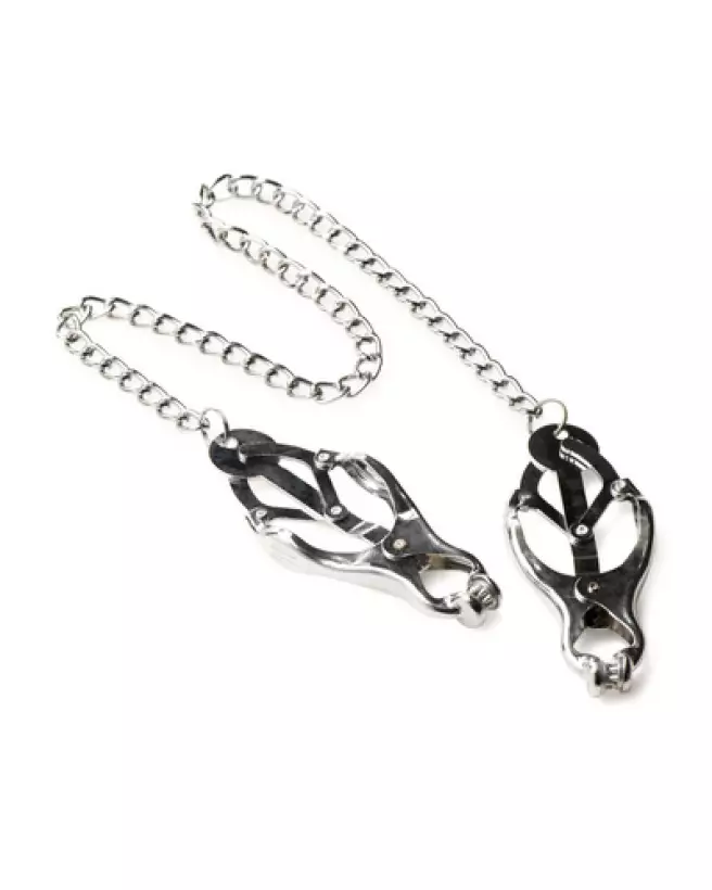 Pinces à tétons Tyrant XR Brands avec pointes en clover pour BDSM-1