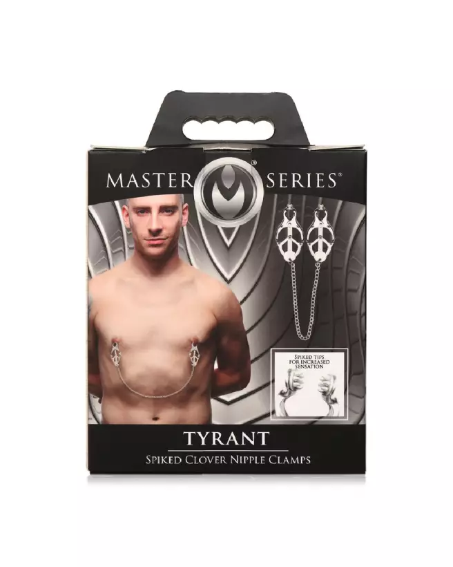 Pinces à tétons Tyrant XR Brands avec pointes en clover pour BDSM-3