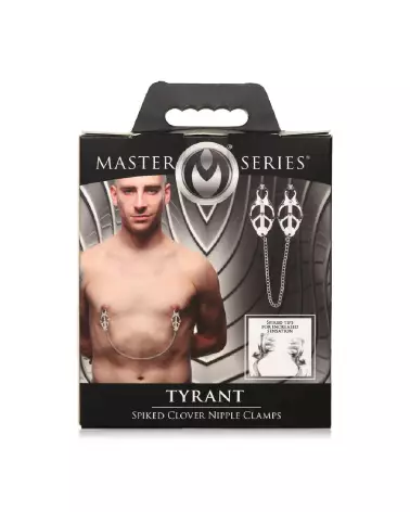 Pinces à tétons Tyrant XR Brands avec pointes en clover pour BDSM-3