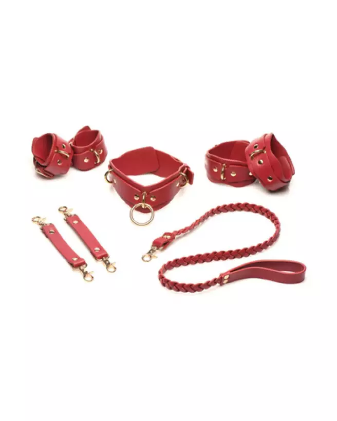 Set de contraintes Lover's Restraints Red par XR Brands, colliers et laisses pour jeux érotiques-1