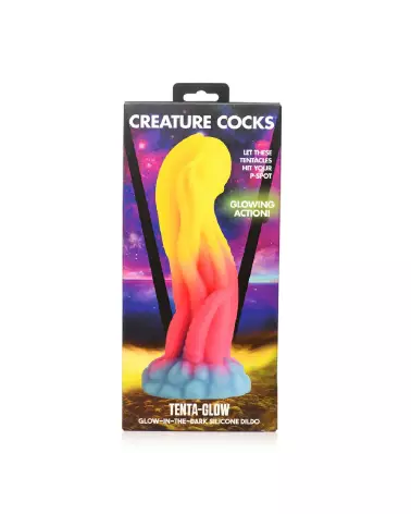 Image du Tenta Glow de XR Brands, dildo en silicone phosphorescent-3
