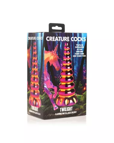 Twilight Rainbow Glass Dildo par XR Brands, sextoy en verre coloré et luxueux-2