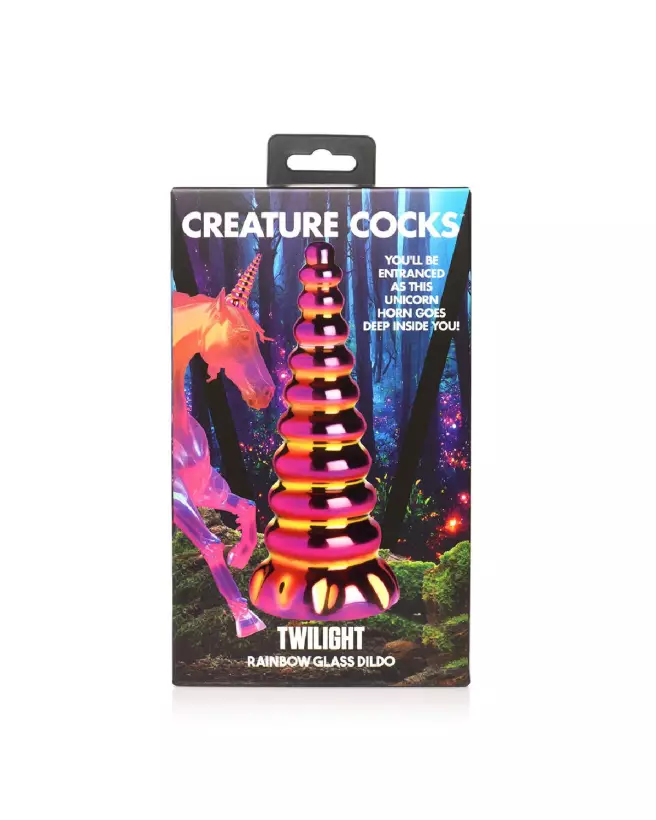 Twilight Rainbow Glass Dildo par XR Brands, sextoy en verre coloré et luxueux-3