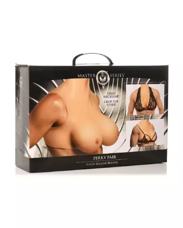Image des faux seins Perky Pair G-Cup en silicone couleur chair de XR Brands-2