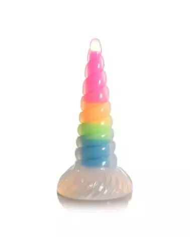 Image UniGlow Rainbow Silicone Dildo phosphorescent par XR Brands-1