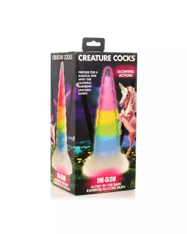 Image UniGlow Rainbow Silicone Dildo phosphorescent par XR Brands-2
