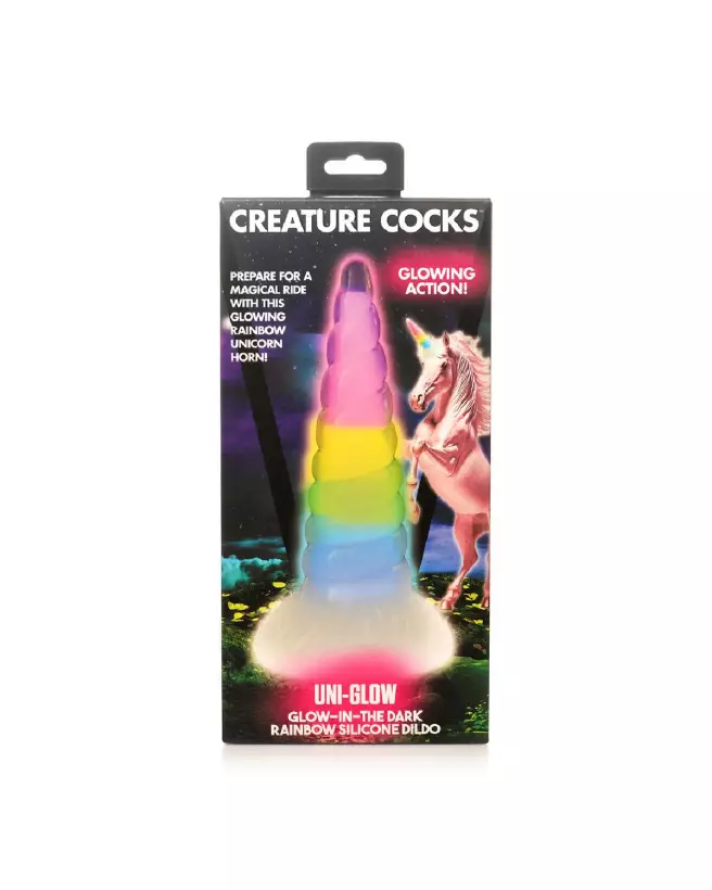 Image UniGlow Rainbow Silicone Dildo phosphorescent par XR Brands-3
