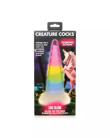 Image UniGlow Rainbow Silicone Dildo phosphorescent par XR Brands-3