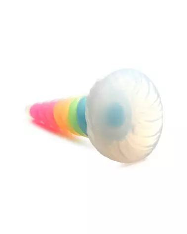 Image UniGlow Rainbow Silicone Dildo phosphorescent par XR Brands-4