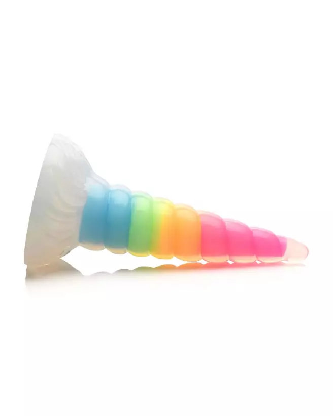 Image UniGlow Rainbow Silicone Dildo phosphorescent par XR Brands-6