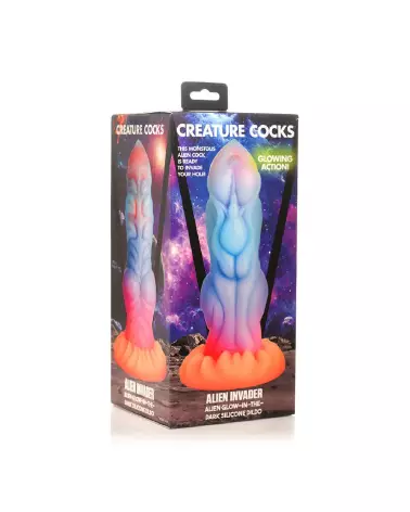 Alien Invader Glow-in-the-Dark Dildo en Silicone par XR Brands-2