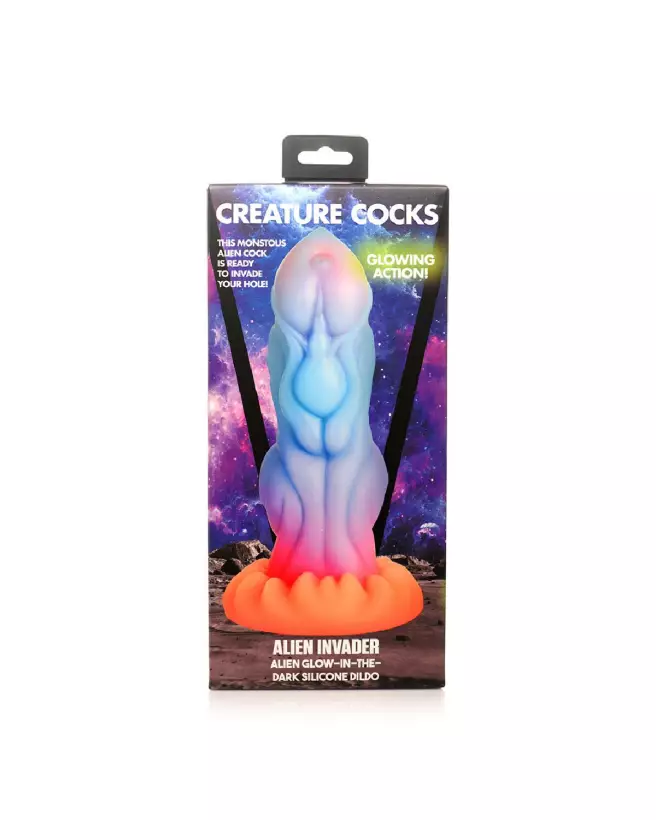 Alien Invader Glow-in-the-Dark Dildo en Silicone par XR Brands-3