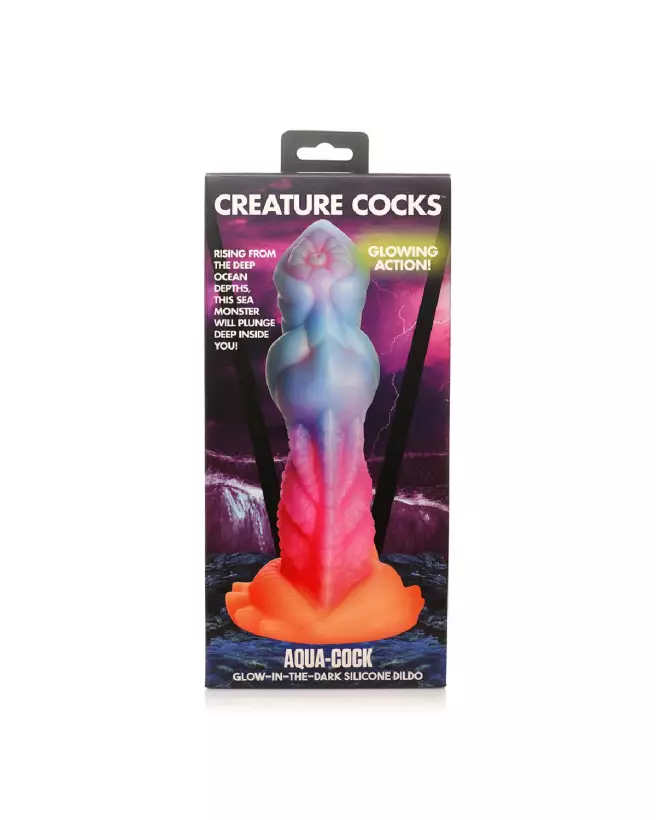 Image du Aqua Cock Glow-in-the-Dark Silicone Dildo par XR Brands-3