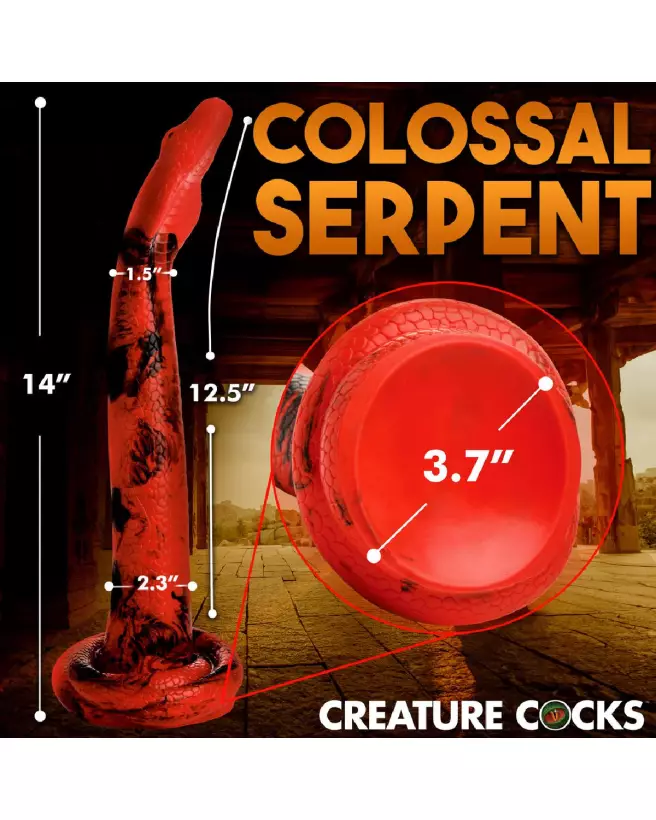 King Cobra Silicone Dildo 36 cm Red Black by XR Brands-7