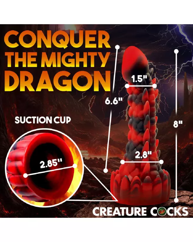 Image de Dildo Dragon Scaly en Silicone Rouge et Noir par XR Brands-7