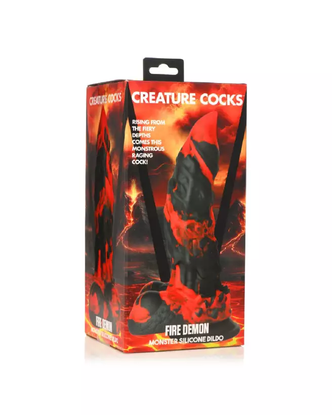 Fire Demon Monster Dildo en Silicone Rouge et Noir par XR Brands-2