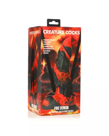 Fire Demon Monster Dildo en Silicone Rouge et Noir par XR Brands-2
