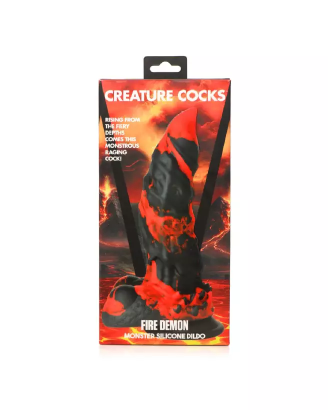 Fire Demon Monster Dildo en Silicone Rouge et Noir par XR Brands-3