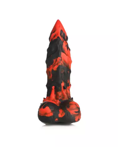 Fire Demon Monster Dildo en Silicone Rouge et Noir par XR Brands-4