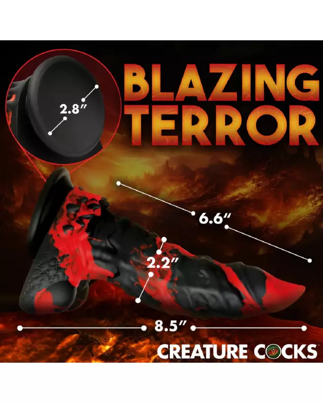 Fire Demon Monster Dildo en Silicone Rouge et Noir par XR Brands-7