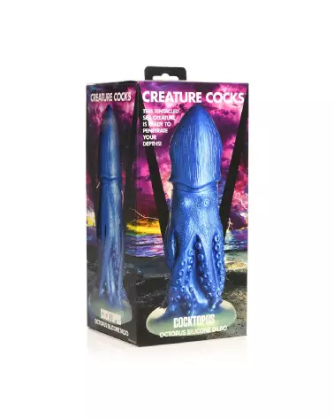 Image du Cocktopus Octopus Silicone Dildo bleu par XR Brands - Sextoy en forme de créature marine-3