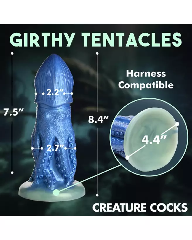 Image du Cocktopus Octopus Silicone Dildo bleu par XR Brands - Sextoy en forme de créature marine-7