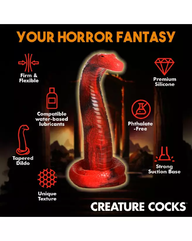 Photo du King Cobra Silicone Dildo Red de XR Brands, sextoy en silicone rouge pour stimulation avancée-6