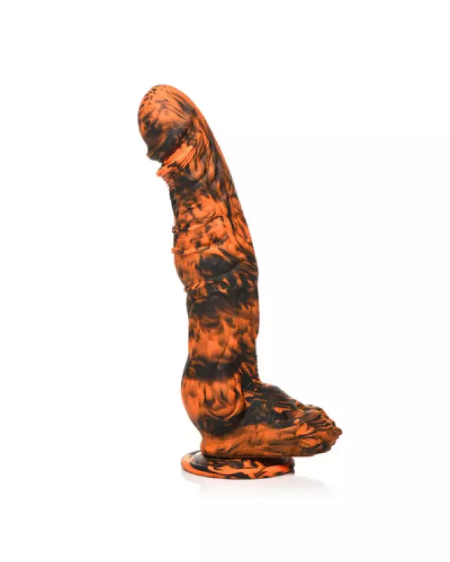Image du Sabretooth Silicone Dildo par XR Brands, couleur Orange et Noir-1