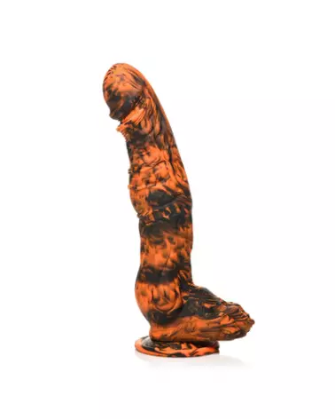 Image du Sabretooth Silicone Dildo par XR Brands, couleur Orange et Noir-1