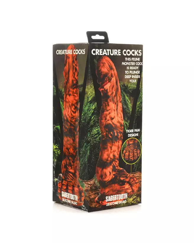 Image du Sabretooth Silicone Dildo par XR Brands, couleur Orange et Noir-2