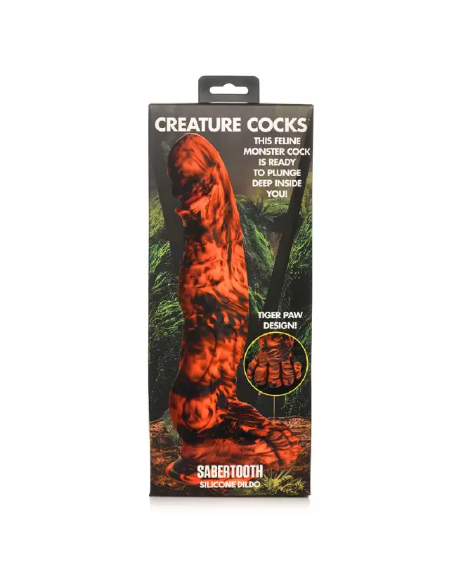 Image du Sabretooth Silicone Dildo par XR Brands, couleur Orange et Noir-3