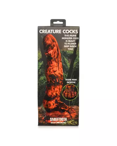 Image du Sabretooth Silicone Dildo par XR Brands, couleur Orange et Noir-3