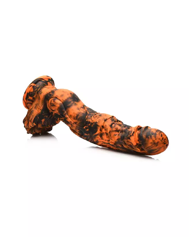 Image du Sabretooth Silicone Dildo par XR Brands, couleur Orange et Noir-6