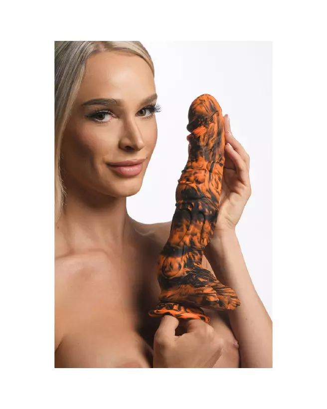 Image du Sabretooth Silicone Dildo par XR Brands, couleur Orange et Noir-7