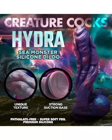 Image du dildo Hydra Sea Monster en silicone violet de XR Brands-7