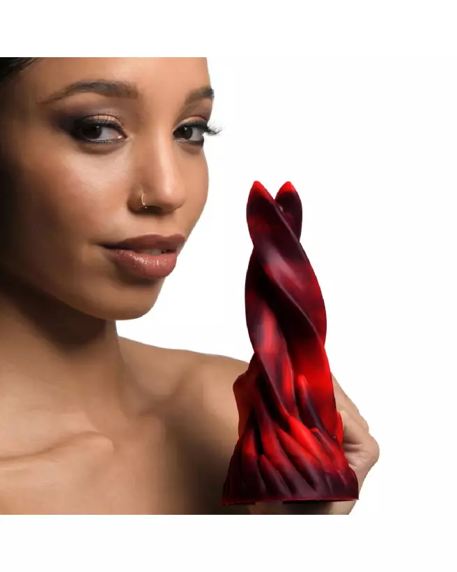 Image du Hell Kiss Twisted Tongues Silicone Dildo Rouge par XR Brands-3