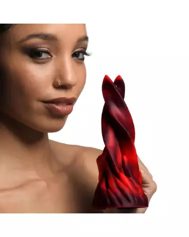 Image du Hell Kiss Twisted Tongues Silicone Dildo Rouge par XR Brands-3
