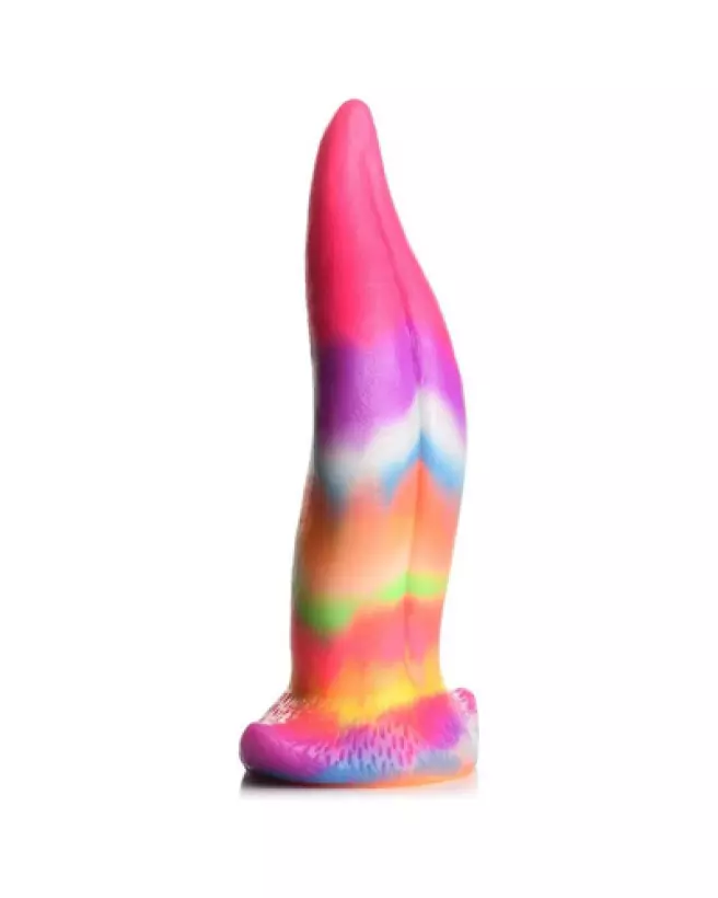 Unicorn Tongue Silicone Dildo Glow in the Dark Rainbow - XR Brands-1