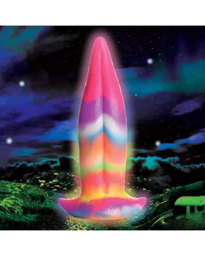 Unicorn Tongue Silicone Dildo Glow in the Dark Rainbow - XR Brands-3