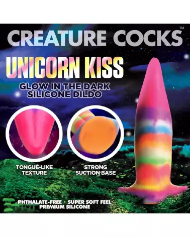 Unicorn Tongue Silicone Dildo Glow in the Dark Rainbow - XR Brands-4