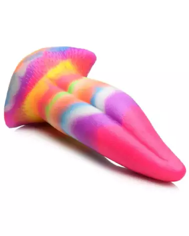 Unicorn Tongue Silicone Dildo Glow in the Dark Rainbow - XR Brands-5