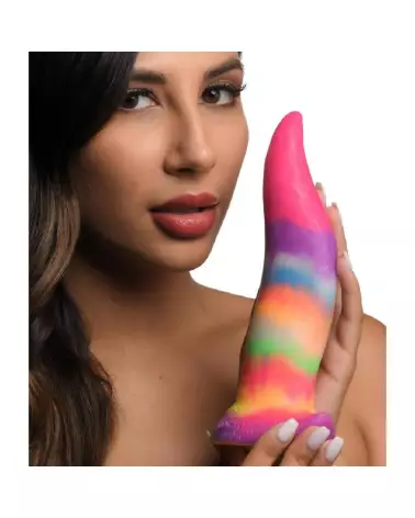 Unicorn Tongue Silicone Dildo Glow in the Dark Rainbow - XR Brands-6