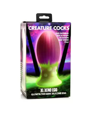 Xeno Egg Glow in the Dark XL Pink Silicone de XR Brands-2