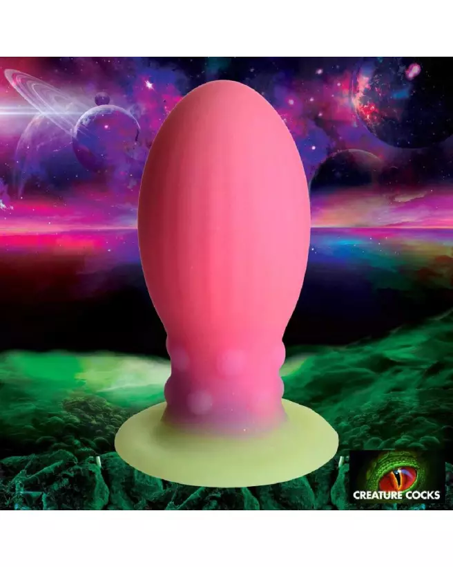 Xeno Egg Glow in the Dark XL Pink Silicone de XR Brands-4