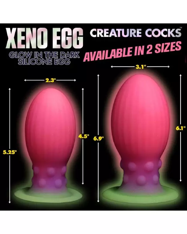 Xeno Egg Glow in the Dark XL Pink Silicone de XR Brands-6