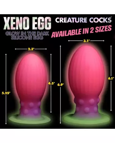 Xeno Egg Glow in the Dark XL Pink Silicone de XR Brands-6