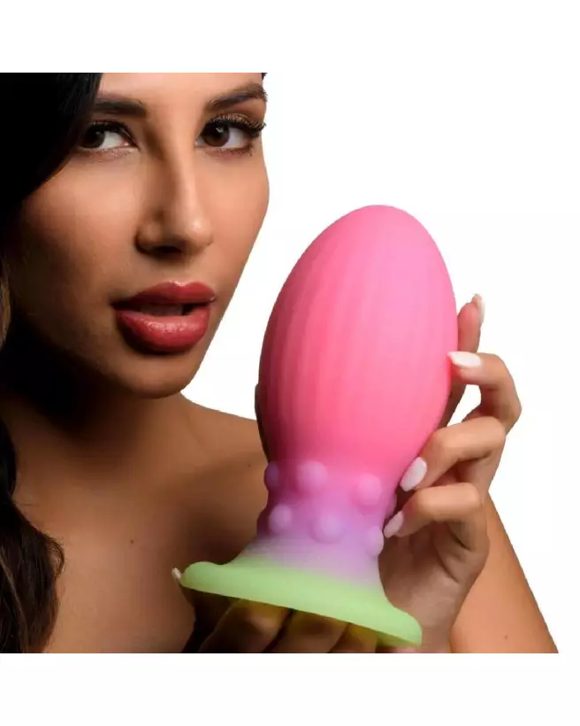 Xeno Egg Glow in the Dark XL Pink Silicone de XR Brands-7