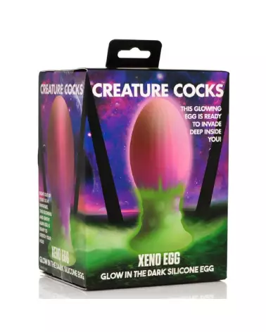 Image du Xeno Egg Pink de XR Brands, sextoy créature en silicone qui brille dans le noir-2